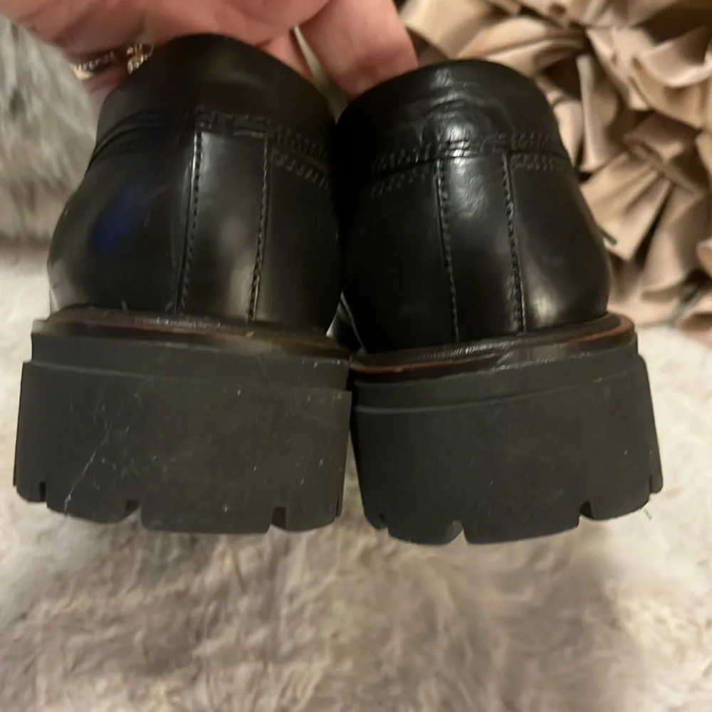 Paul Green Black Leather Lace Up Mens Lug Sole Shoes Sz 5
